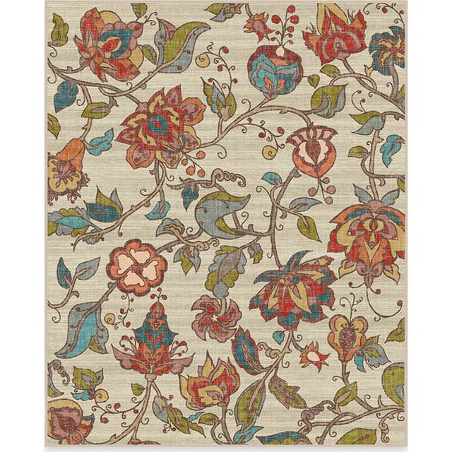 245x305 | Machine Washable Area Rug | Kid & Pet Friendly | Indoor Rugs | Frida Floral Natural Rug | Ruggable (245x305)