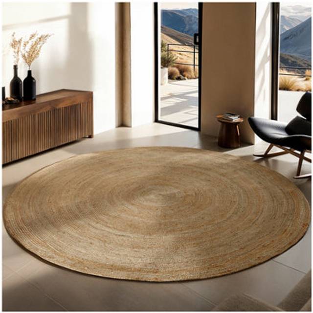 Rug Glim - hand made of jute, boho style, round, various sizes, durable weave - Ø 200 cm