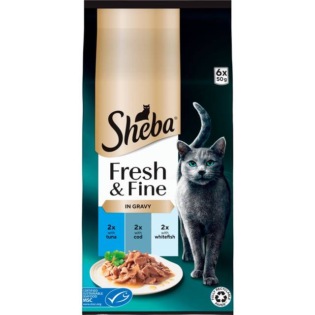 Sheba Fresh and Fine Wet Cat Food Brown / Tuna, Cod and Whitefish - 6 x 50g
