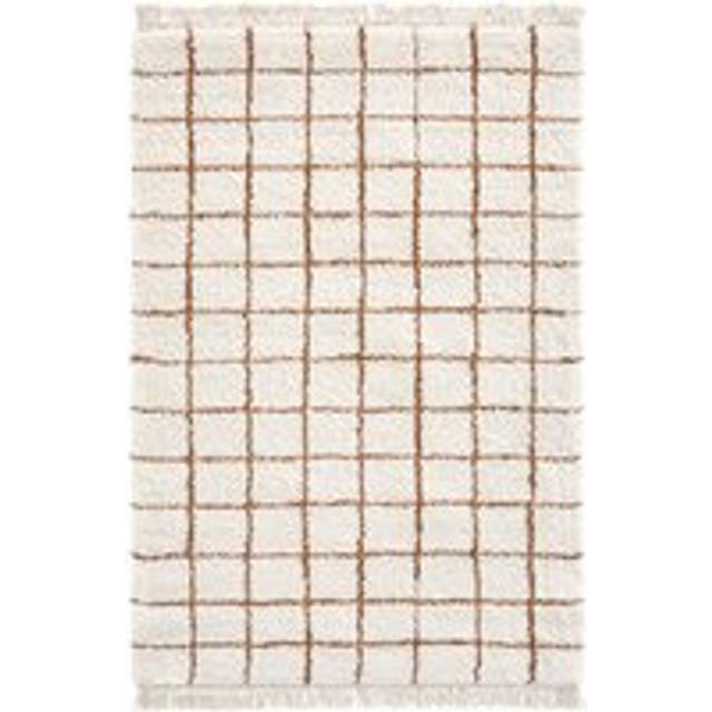 Ocana Fringed Checked Rug - Cognac/Ecru - 160X230CM