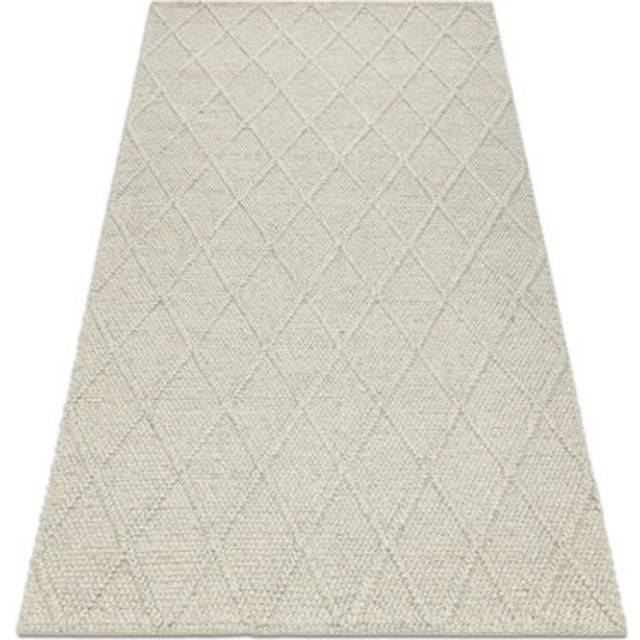 Rugsx - Wool carpet tahar 99001C beige - hand-woven loop, rhombus, boho beige 160x240 cm