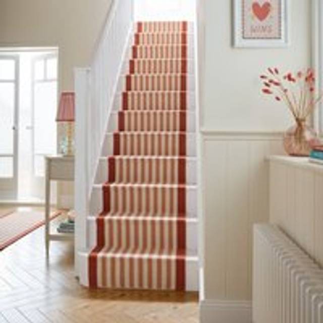 Beatrice Striped Textured Wool Stair Runner - Beatrice Stripe Pink