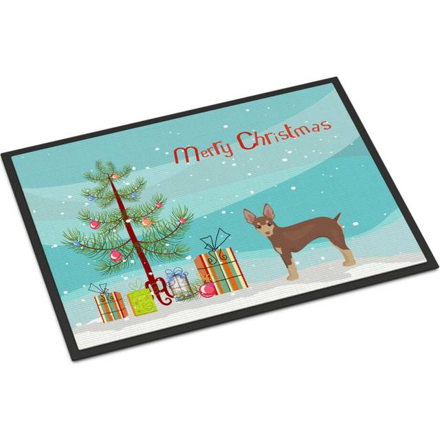 """""Caroline's Treasures Miniature Fox Terrier Christmas Tree Indoor or Outdoor Mat 24x36 doormats  Multicolor"""""