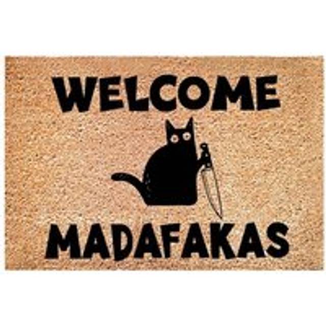 Dark Cat Welcome Madafakas Full Print Doormat Fun Home Decor Kitchen Bathroom Give People Gifts