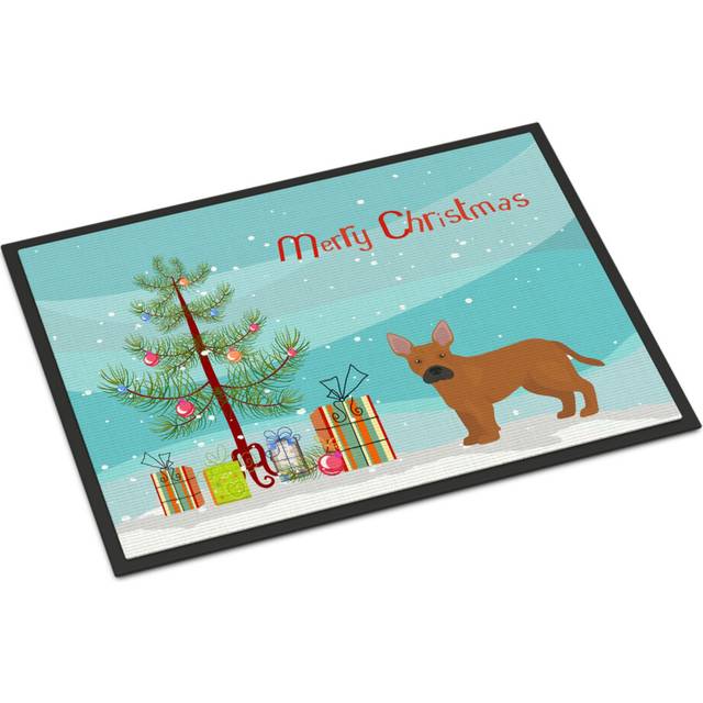 """""Caroline's Treasures Tan French Bulldog Pit Bull Mix Christmas Tree Indoor or Outdoor Mat 24x36 doormats  Multicolor"""""