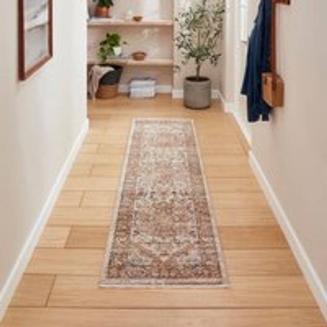 Vintage area rug Machine Woven Runner Terracotta (80cm W X 150cm L)