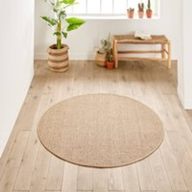 Essen Indoor / Outdoor Round Jute-Effect Rug - Natural - DIAMETER 120CM