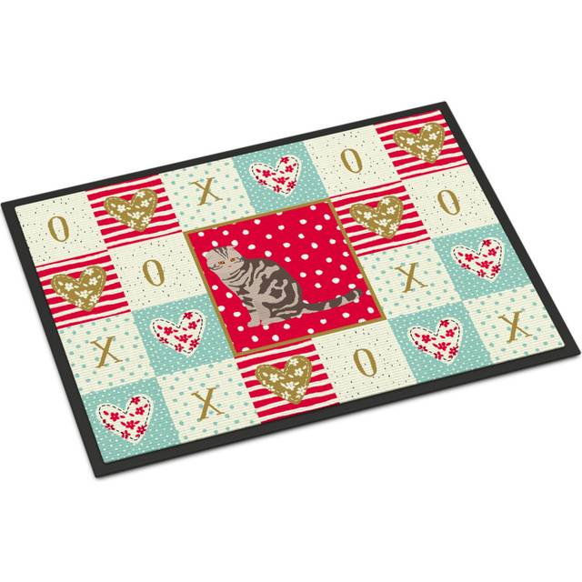 """""Caroline's Treasures Foldex Exotic Fold Cat Love Indoor or Outdoor Mat 18x27 doormats  Multicolor"""""