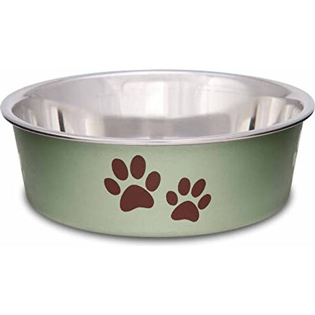 Loving Pets - Bella Bowls - Dog Food Water Bowl No Tip Stainless Steel Pet Bowl No Skid Spill Proof (Small  Artichoke Green)