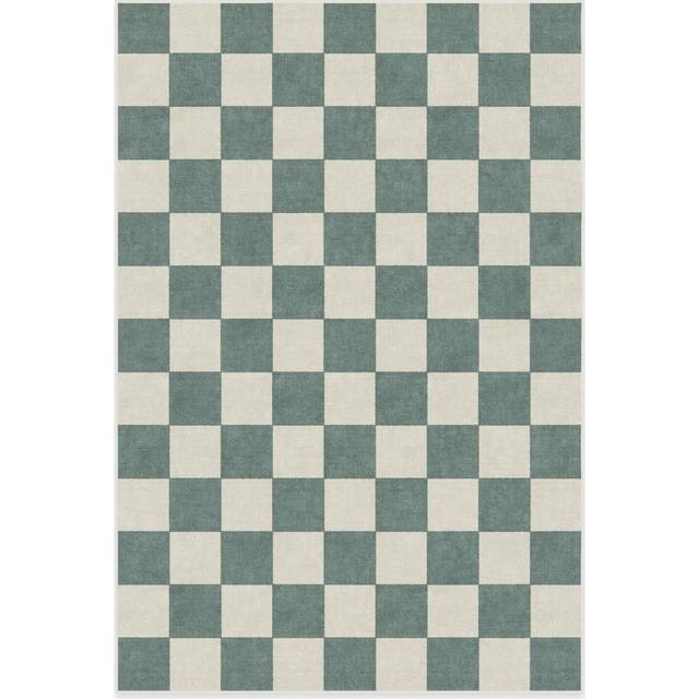 200x290 | Machine Washable Area Rug | Kid & Pet Friendly | Indoor Rugs | Jaque Checkered Slate Green Rug | Ruggable (200x290)