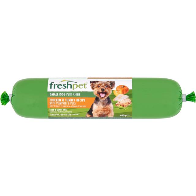 Freshpet Small Dog Chicken & Turkey Recipe with Pumpkin & Peas 400g