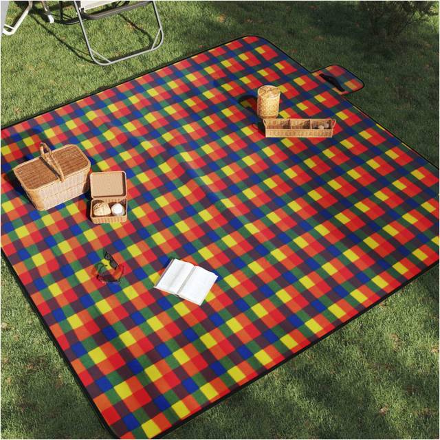 vidaXL Picknickfilt vikbar flerfärgad pläd 200x200 cm sammet