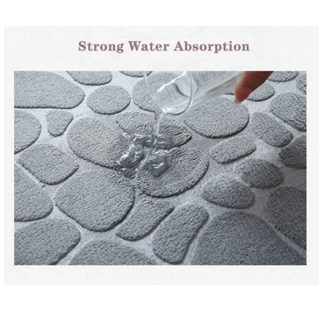 Bath Mat Cobblestone Bathroom Rugs Water Absorbent Mats for Machine Washable Rugs(40X60cm,Grey)