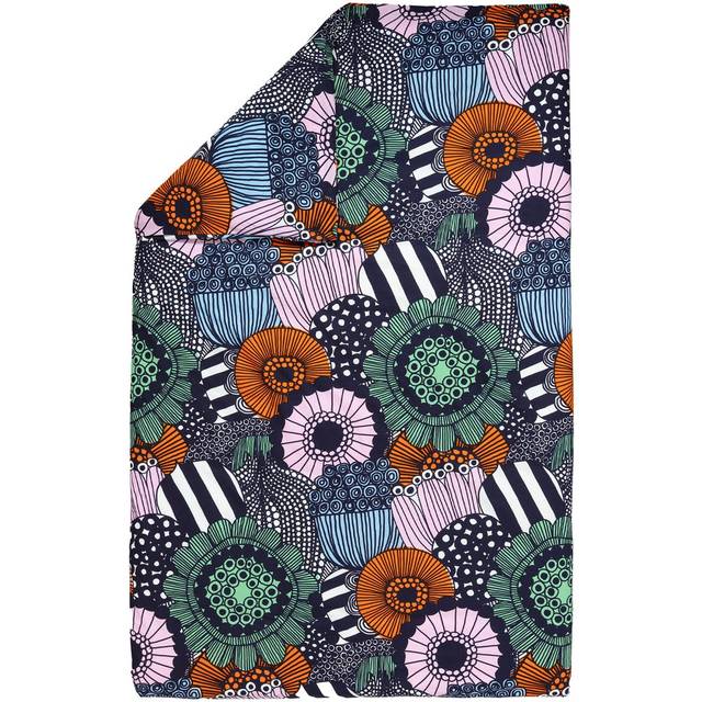 Marimekko - Siirtolapuutarha påslakan 240x210 cm vit/mörkblå/orange