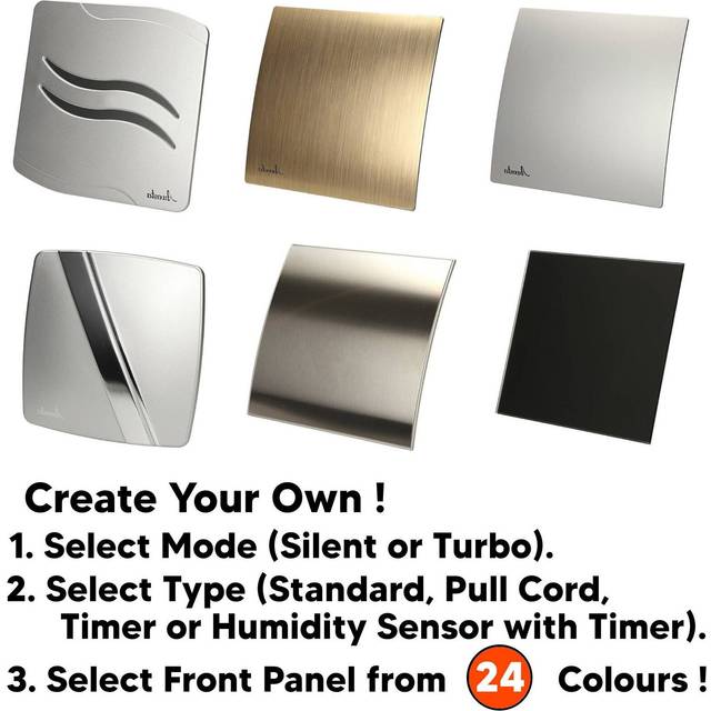 Bathroom extractor fan 100mm / 4in pull cord timer humidity sensor silent turbo