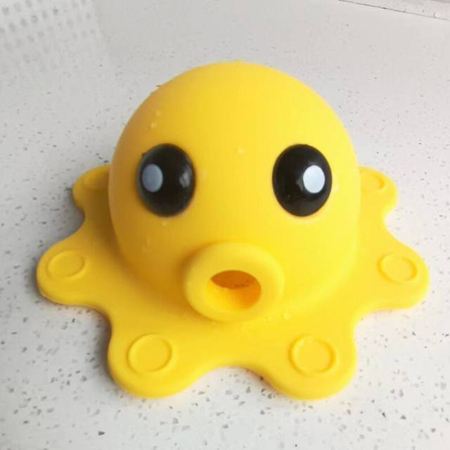 (Yellow) Silicone Bath Tub Overflow Drain Cover Suction Cups Octopus Bathtub Stoppers