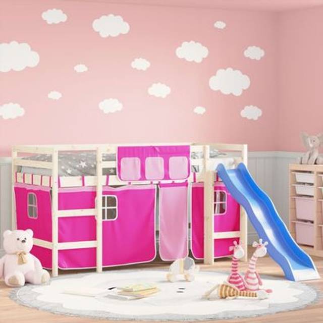 vidaXL Curtains for Loft Bed Pink Polyester