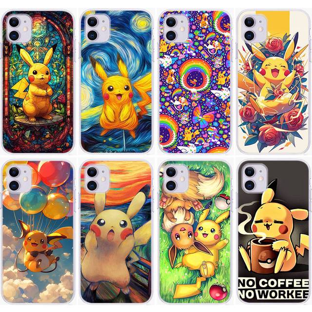 CT56 Pikachu Case for Samsung A04 A14 A23 A34 A54 M23 M33 M52 M53 Realme 10 9 C30S C35 C55 VIVO Y02S Y21 Y33S Y51 X80 Pro Clear Cover Tecno Camon 18T buff