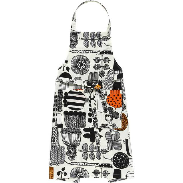 Marimekko Puutarhurin parhaat förkläde White-black-orange