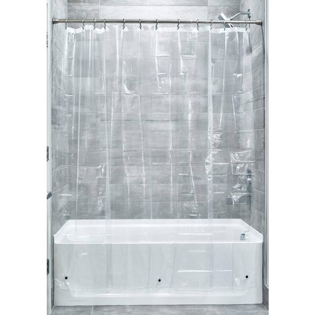 iDesign Vinyl Long Weighted Shower Curtain Liner  Clear