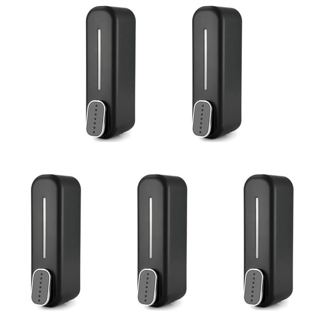 5X Soap Dispenser Wall Mount, 350Ml Hand Liquid Shampoo Shower Gel Dispenser for Bathroom Kitchen Office Black