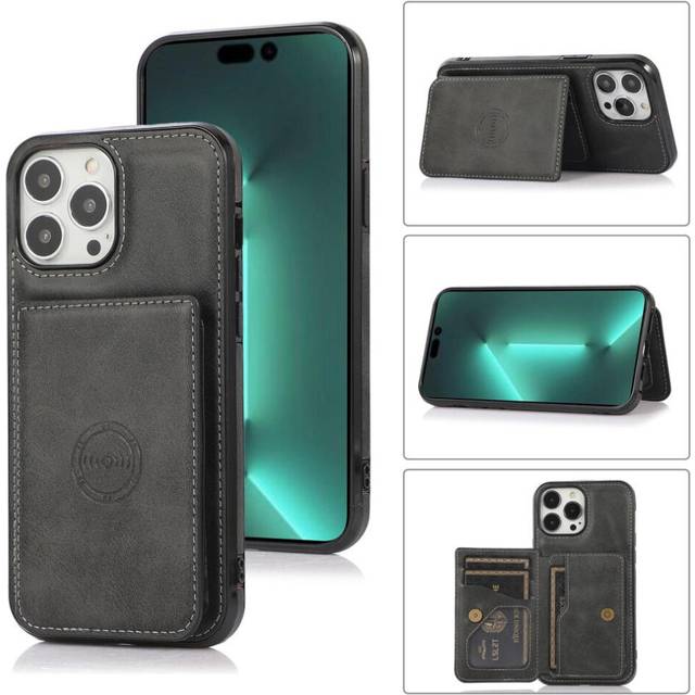 (black, Samsung S21 FE) Magnetic Flip Wallet With Card Slot Stand Leather Case For Samsung S24 S23 S22 S21 S20 Ultra Plus S23fe A15 A25 For Iphone 15