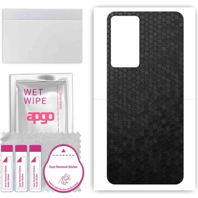 apgo Protective Skin Sticker for the back compatible with Oppo Reno8 Lite 5G, Wrap Film, Foil, Vinyl - Pattern Black Honeycomb