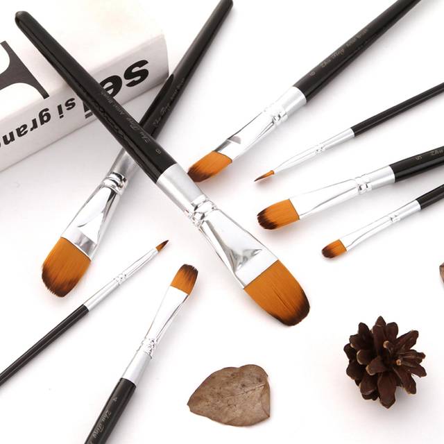 8pcs Paint Brushes Set Filbert Tips Nylon Hair Paintbrushes for Students Adults Artists Acrylic Oil Filbert Tip