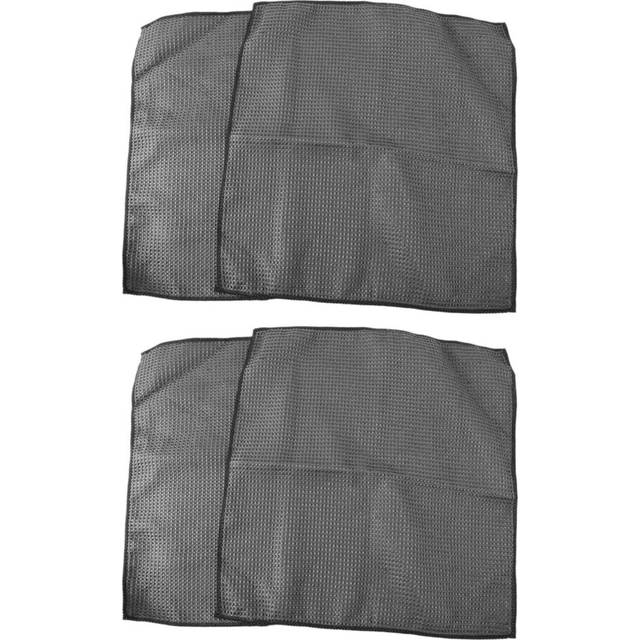4Pc Car Wash Towel Glass Cleaning Water Drying Microfiber Window Clean Wipe Auto Detailing Waffle Weave Dark Gray