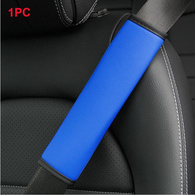 (1pc Blue) Car Seat Belt Cover Pore Pu Breathable Universal Auto Seat Belt Covers