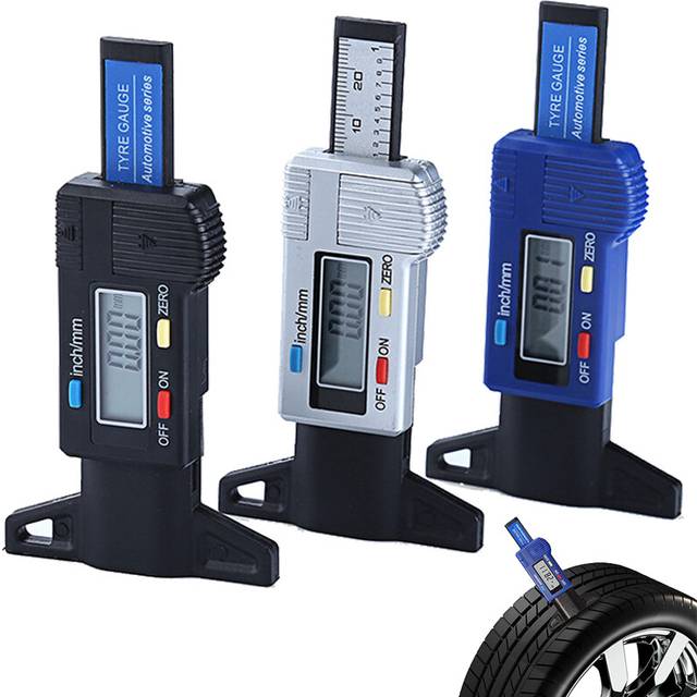(Silver) Digital Car Tyre Tire Tread Depth Gauge Meter Measuring Tools Tire Wear