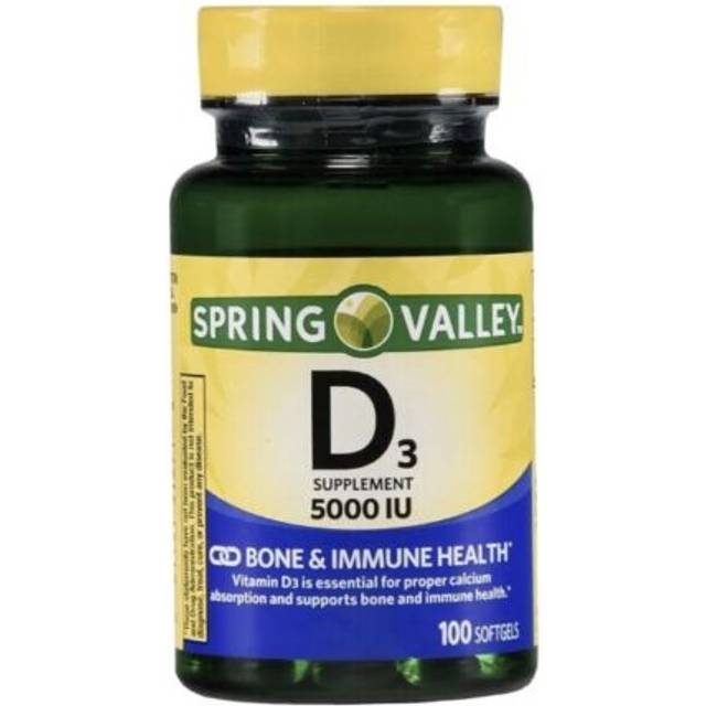 Spring Valley Vitamin D3 Softgels, 5000 IU, 100 Count