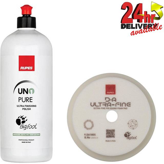 Rupes BigFoot Uno Pure Compound Polish 1L with 180mm UltraFine Foam DA180S