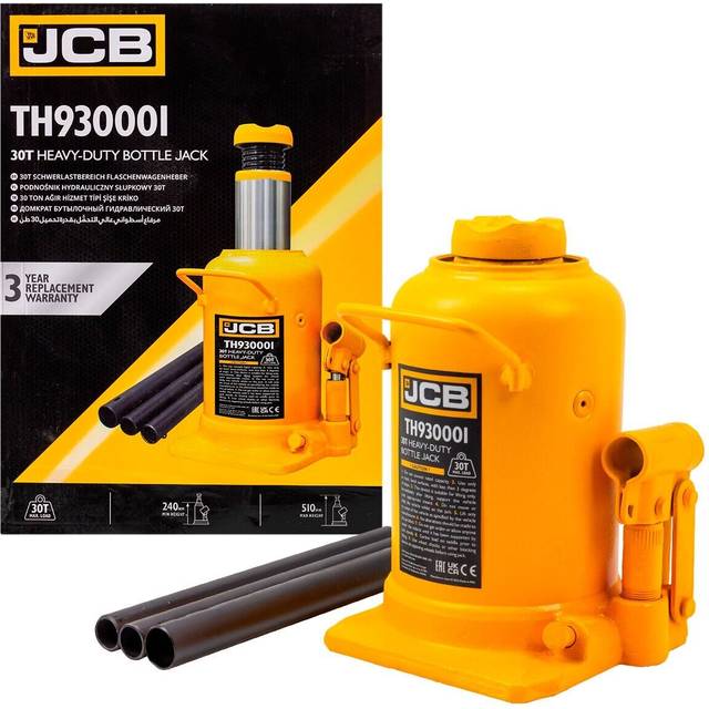 JCB 30 Tonne Heavy-Duty Automotive Hydraulic Bottle Jack, 510mm Maximum Lift