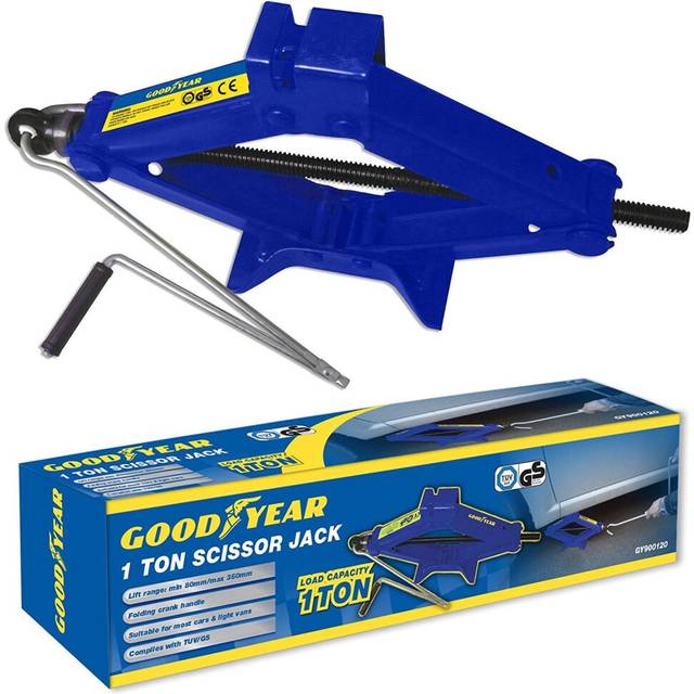 Goodyear 1 Ton Professional Scissor Jack for Car Van - Speed Wind Crank Handle