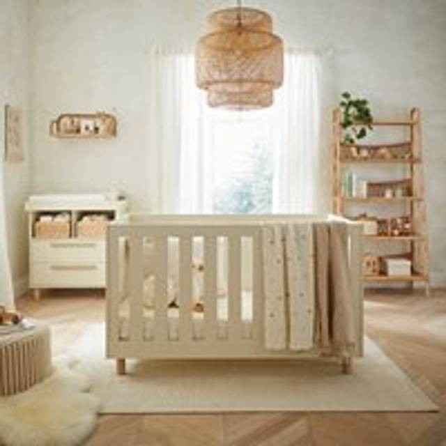 CuddleCo Harper Cotbed and Changing Table Dresser, Cream & Ash
