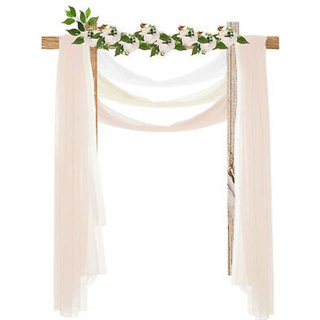 Wedding Arch Drape Fabric, 26ft X 30 Inch 3 Panels Chiffon Fabric Drapery 1 Set