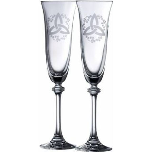 Galway Crystal Trinity Knot Shamrock Liberty Flute (1 Pair), Clear