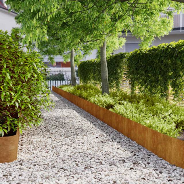 vidaXL Lawn Edgings 20 pcs 25x103 cm Flexible Weathering Steel - Brown