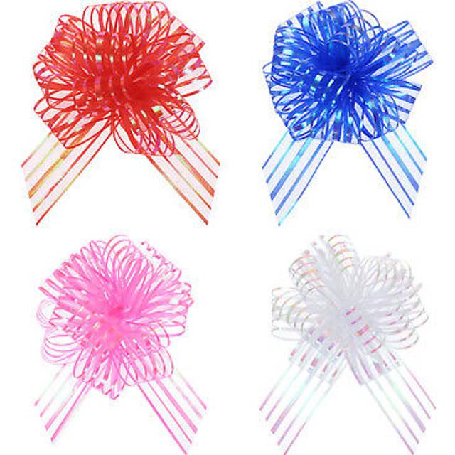 20pcs 8 inch large organza pull bow gift wrapping bows blue/pink/red/white