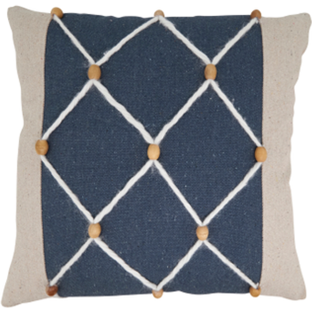 Saro Lifestyle 6150.NB20SP Coastal Rope & Bead Poly Filled Pillow - Navy Blue