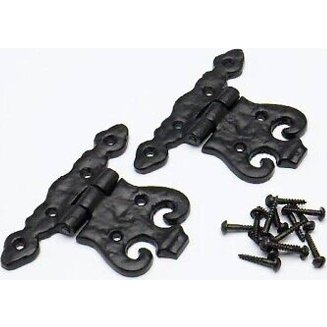 8 X Black Antique Decorative Fancy Hinges Black Steel + Screws 84 X 110mm | Ones