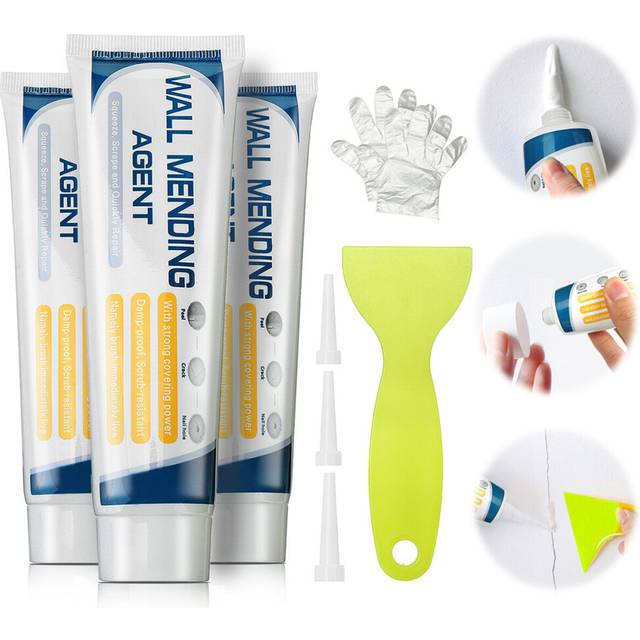 300g Wall Spackle Safemend Wall Mending Agent with Scraper Repair Cream to Fit Holes with 3Pcs Nozzle Extender and 10 Sets Of Gloves