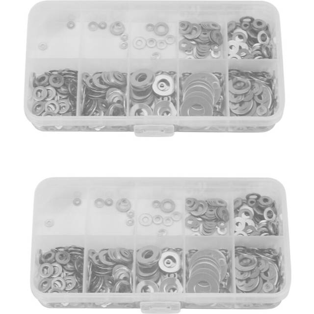 1200Pcs/Set M1.6 M2 M2.5 M3 M3.5 M6 M8 M10 Stainless Steel Flat Washer Plain Washer Gaskets Assortment Kit