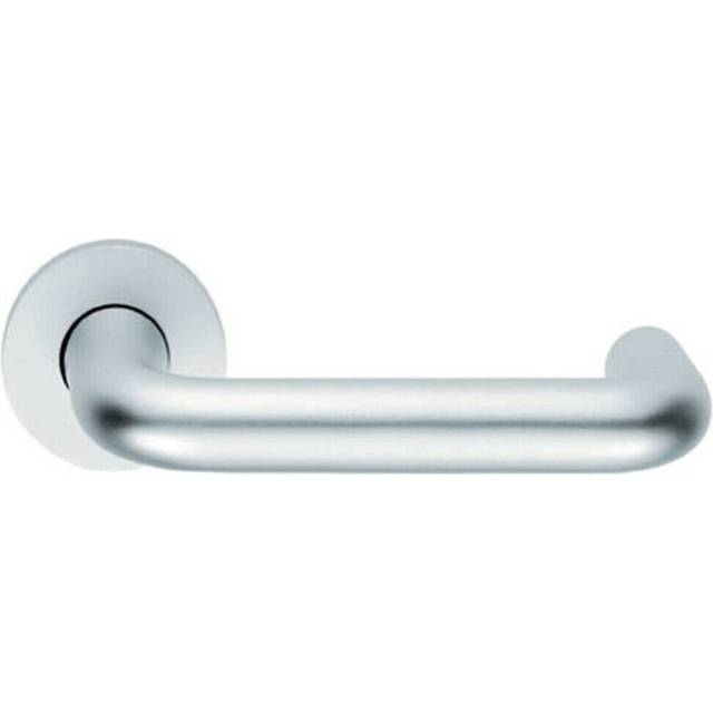 PAIR 19mm Round Bar Safety Lever on Round Rose DDA Compliant Satin Aluminium