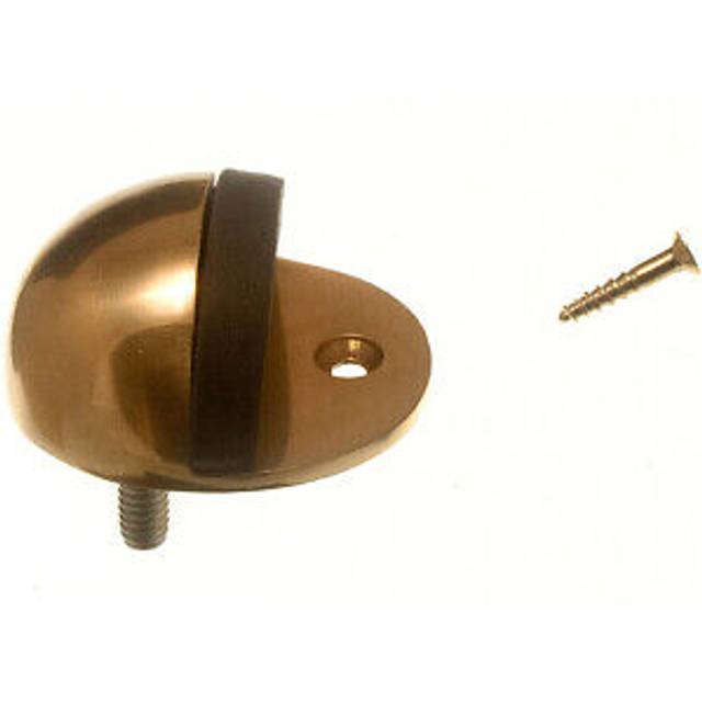 Door Stop Solid Polished Brass Oval Type And Rubber Pad 50mm + Screws | Onestopd