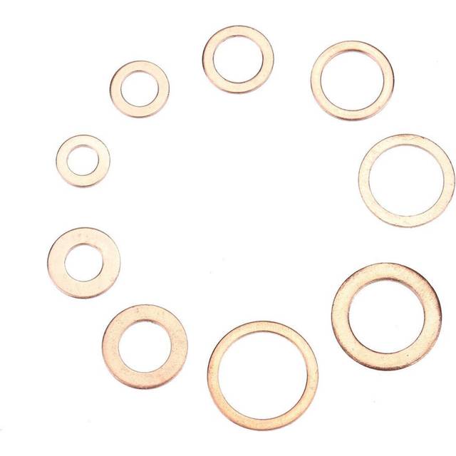 200Pcs Assorted Copper Washer Gasket Set Flat Ring Seal Assortment Hardware Kit
