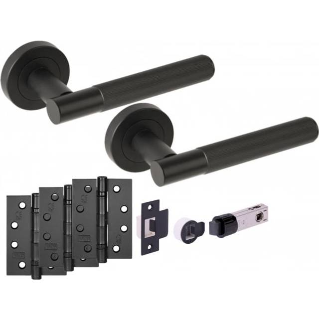 Leader Vida Round Rose Lever Fire Rated Handle Pack - Matt Black (341555)