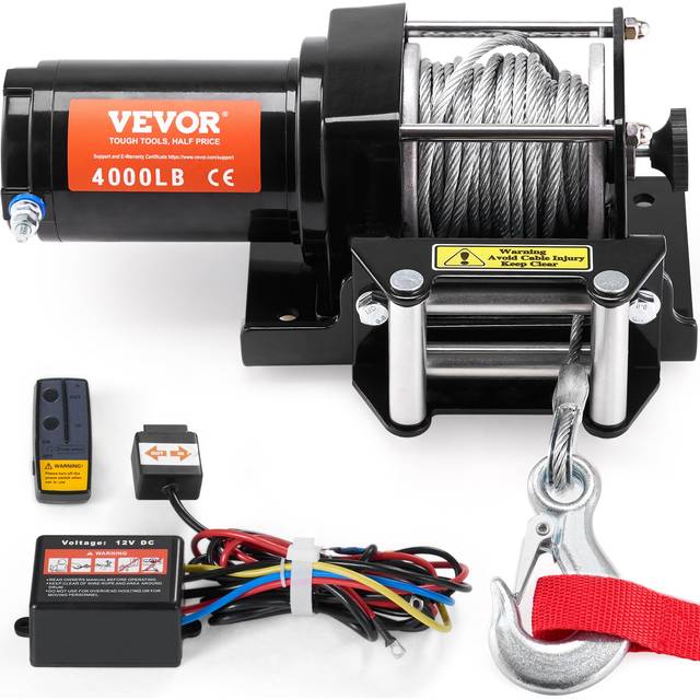 VEVOR Elektrische Seilwinde 12V 1814kg Elektrowinde Motorwinde Offroadwinde IP55