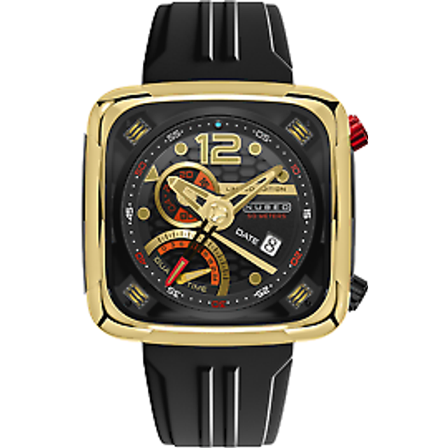 Nubeo ecliptic dual time limited edition golden black men's watch nb-6096-05